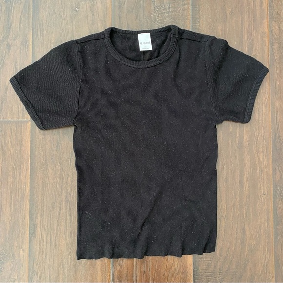 RE/DONE Ribbed Cap Sleeve Tee Comfortable Fabric Sz XS cropped slim fit - Picture 1 of 6